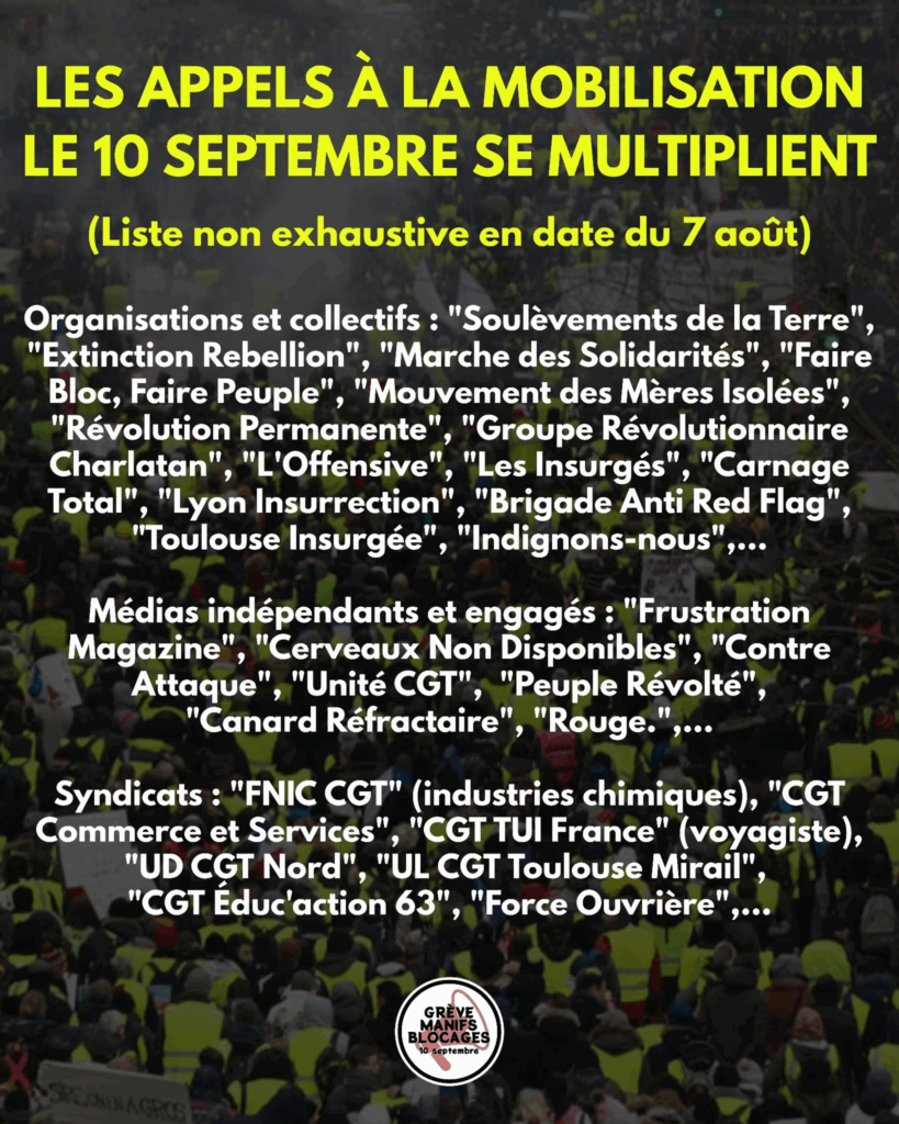 Appels à la mobilisation du 10 septembre