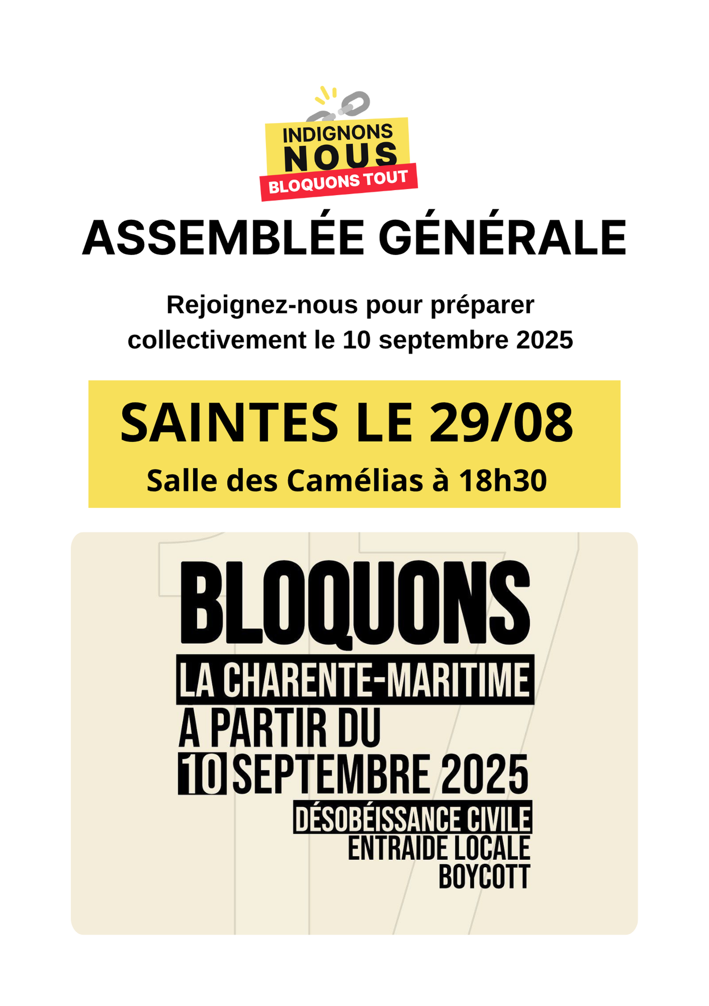 Assemblée générale du 29 août à Saintes