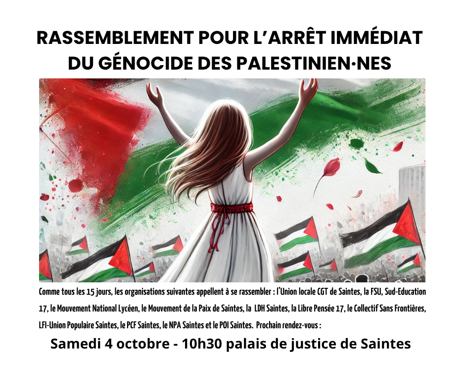 Manifestation soutien palestine Saintes