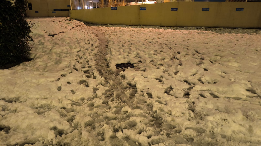 Pas dans la neige à Saintes